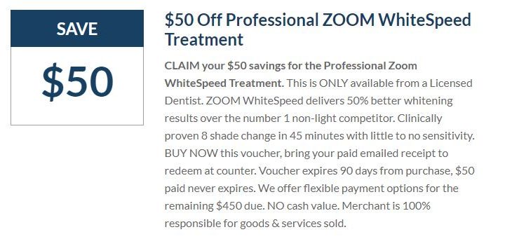 $50 Off Professional ZOOM WhiteSpeed Treatment